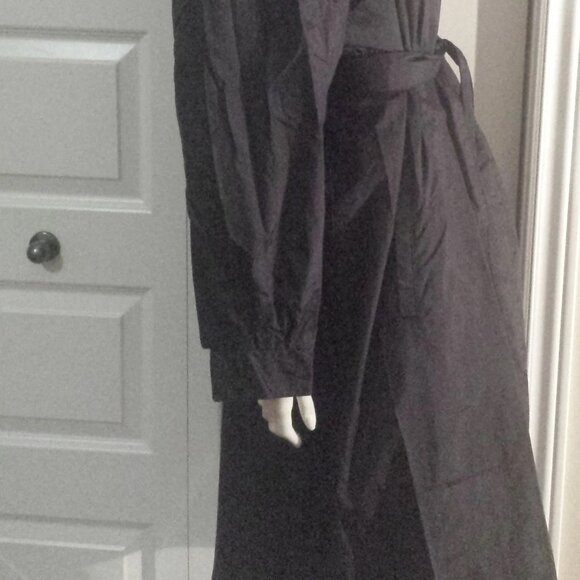 Weather Wise by Betsy B Rubberized Vintage Black Belted Raincoat Puff Shoulder - Picture 5 of 10